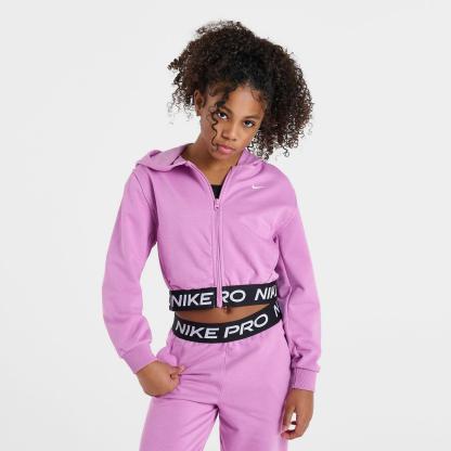 Girls' Big Kids' Nike Pro Fleece Dri-FIT Full-Zip Hoodie - Light Magenta/Light Magenta/Black/White