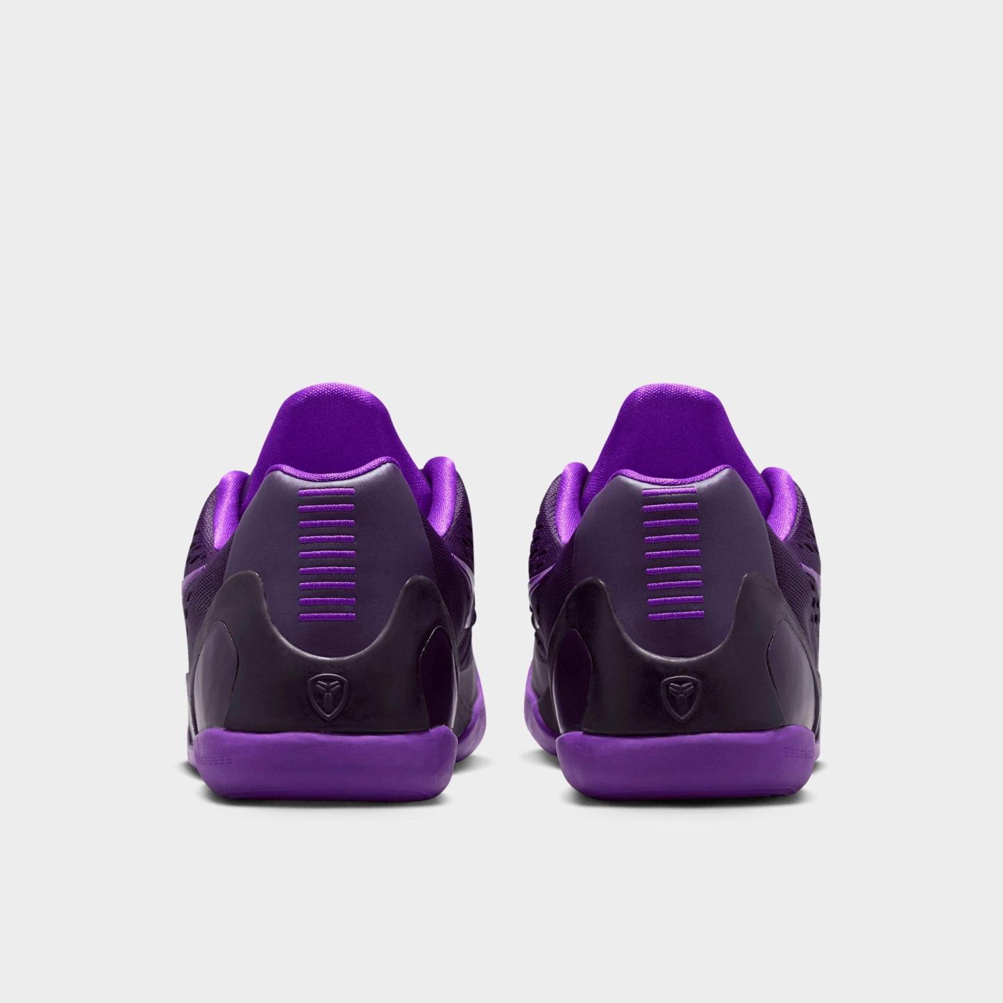 Big Kids' Kobe 9 Low EM Basketball Shoes - Purple Dynasty/Sanded Purple/Fierce Purple - Back view