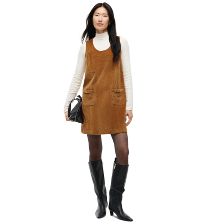 Tommy Hilfiger Women's Corduroy Scoop Neck Mini Dress - Desert Khaki