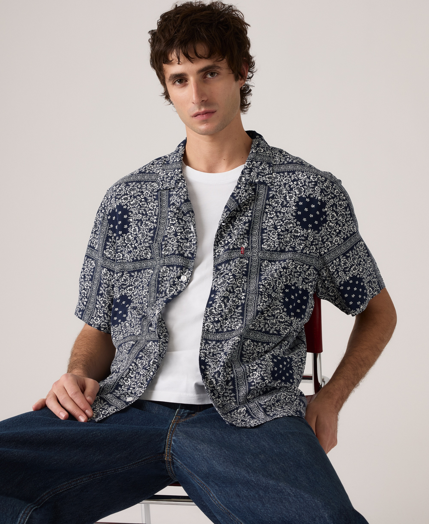 Levi's Men's Relaxed-Fit Camp Collar Shirt - Dress Blues