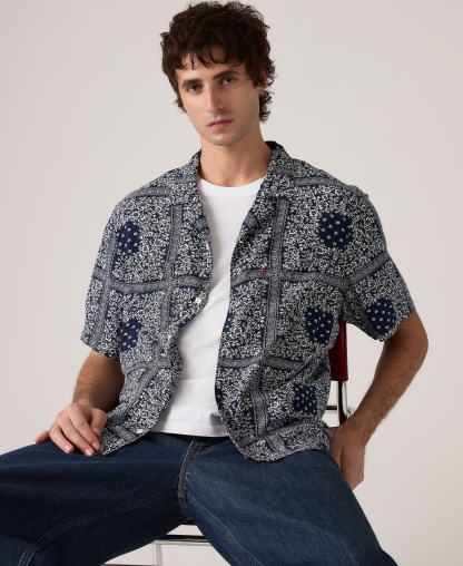 Levi's Men's Relaxed-Fit Camp Collar Shirt - Dress Blues