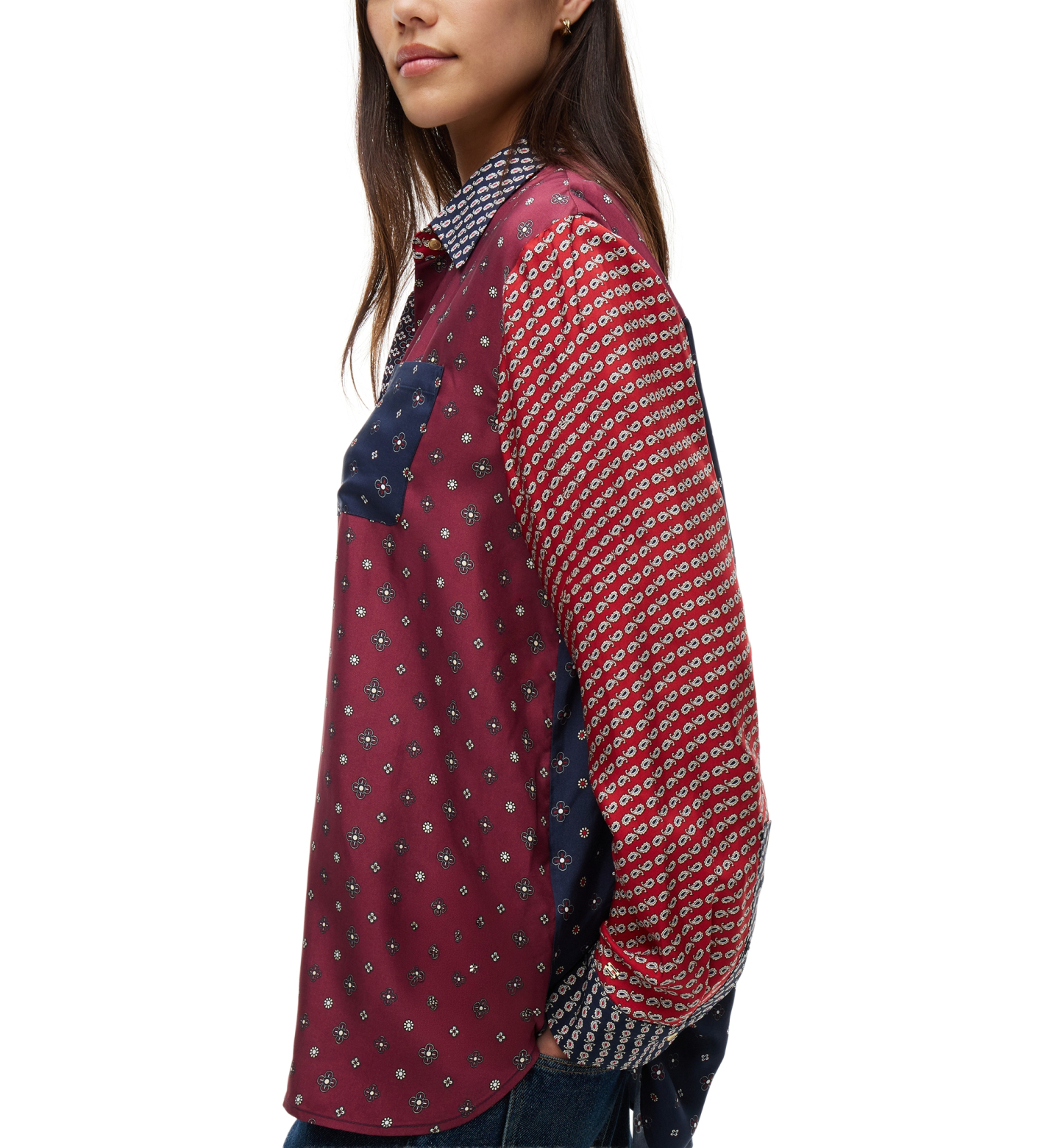 Tommy Hilfiger Women's American Icons Patchwork Long-Sleeve Shirt, Macy's Exclusive - Patchwork Print