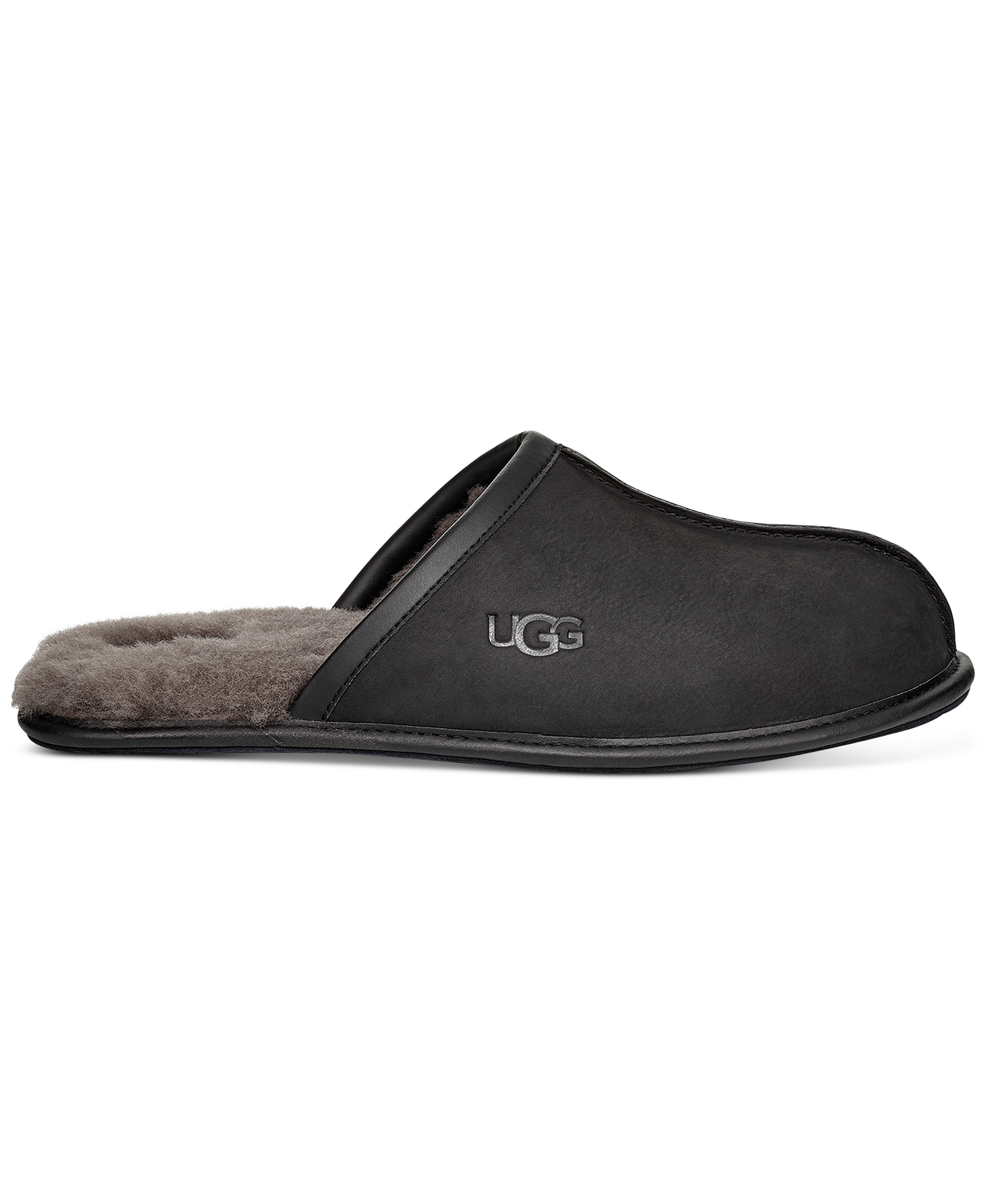 UGG® Men's Scuff Leather Slippers - Black
