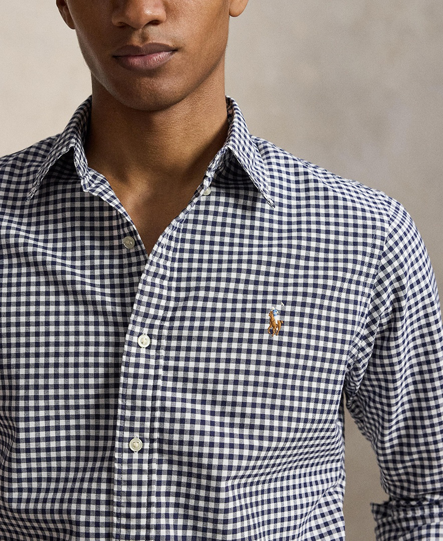 Polo Ralph Lauren Men's Classic-Fit Plaid Brushed Oxford Shirt - Navy White