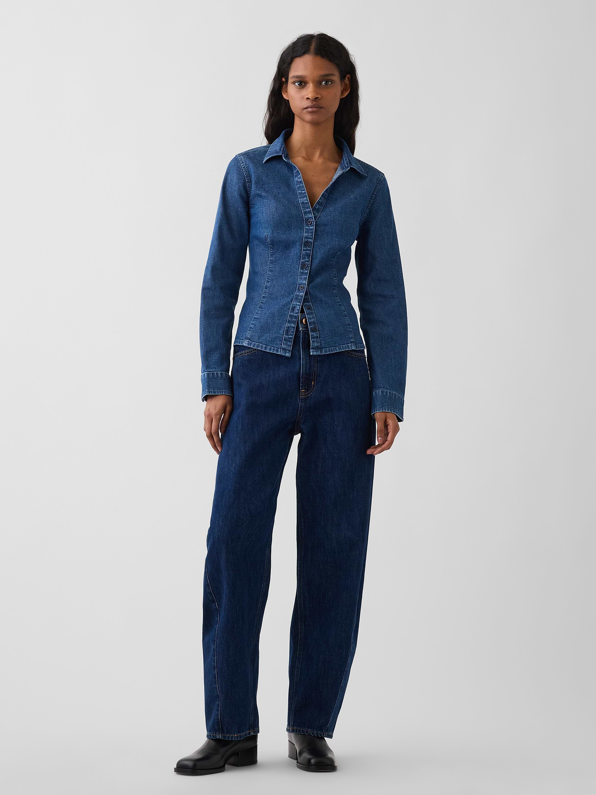 Denim Fitted Shirt - Medium wash