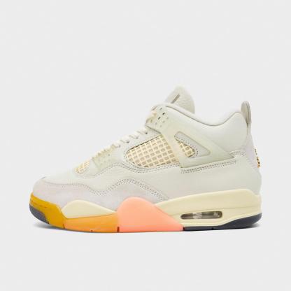 Women's Air Jordan Retro 4 Casual Shoes - Coconut Milk/Bright Mango/Bright Mango/Muslin - view 1