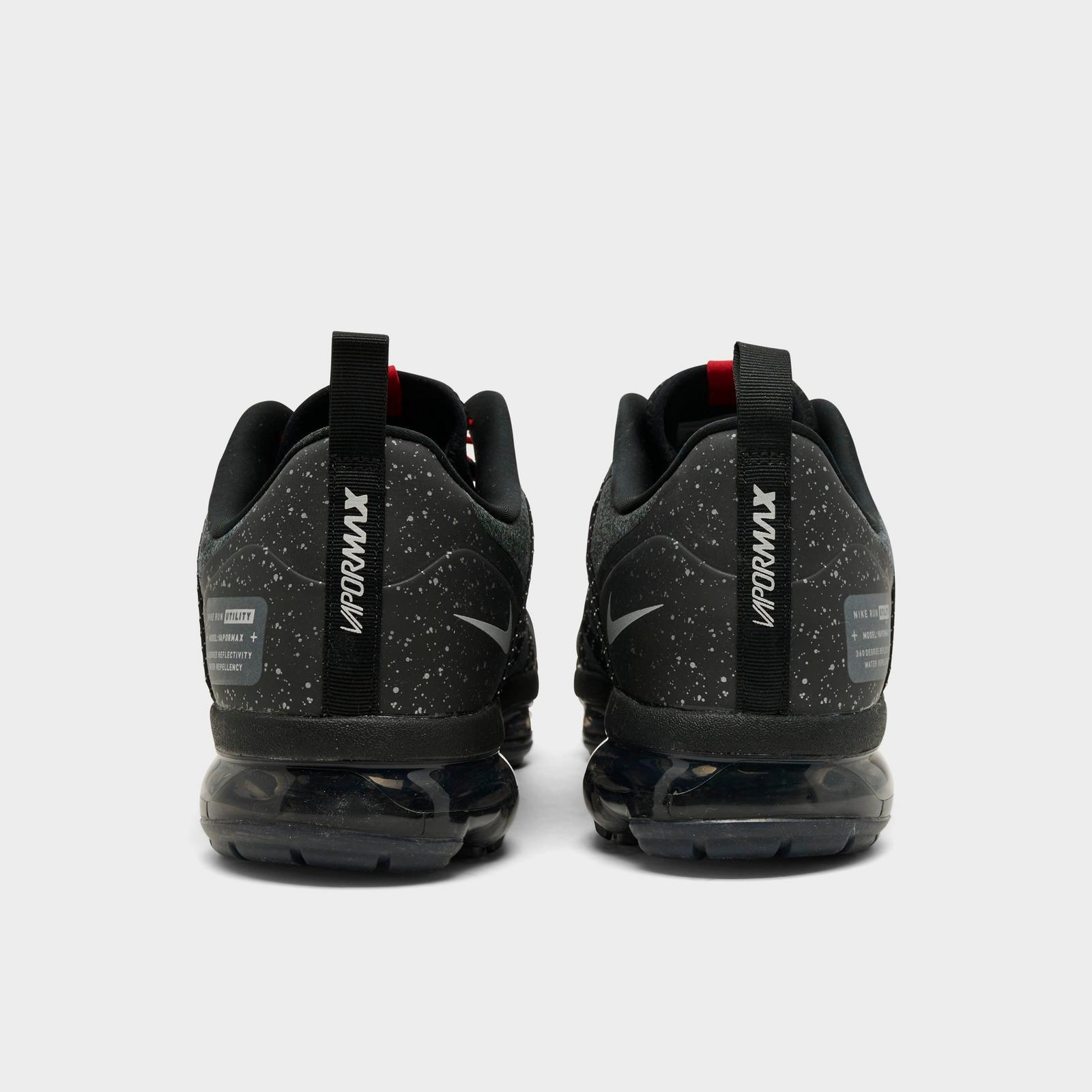 Men's Nike Air VaporMax Run Utility Running Shoes - Black/Reflective Silver/Anthracite/Habanero Red