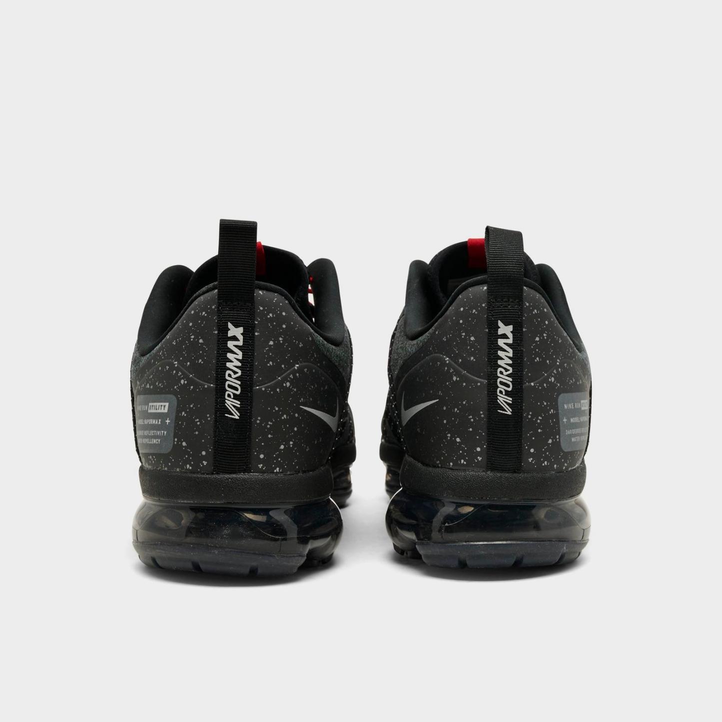 Men's Nike Air VaporMax Run Utility Running Shoes - Black/Reflective Silver/Anthracite/Habanero Red