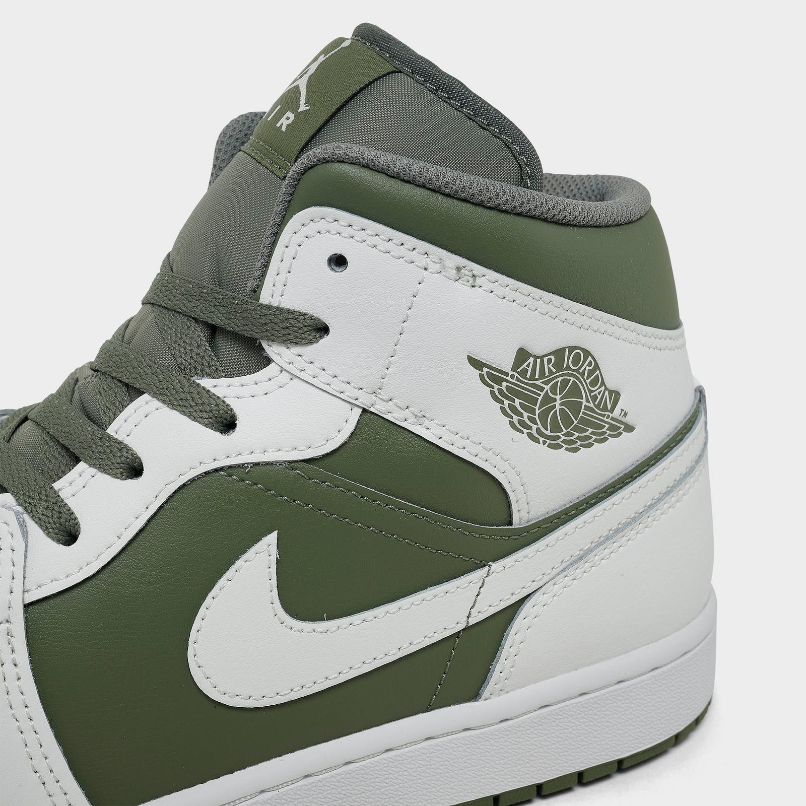 Men's Air Jordan Retro 1 Mid Casual Shoes - Summit White/Vintage Lichen - view 3