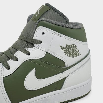 Men's Air Jordan Retro 1 Mid Casual Shoes - Summit White/Vintage Lichen - view 3