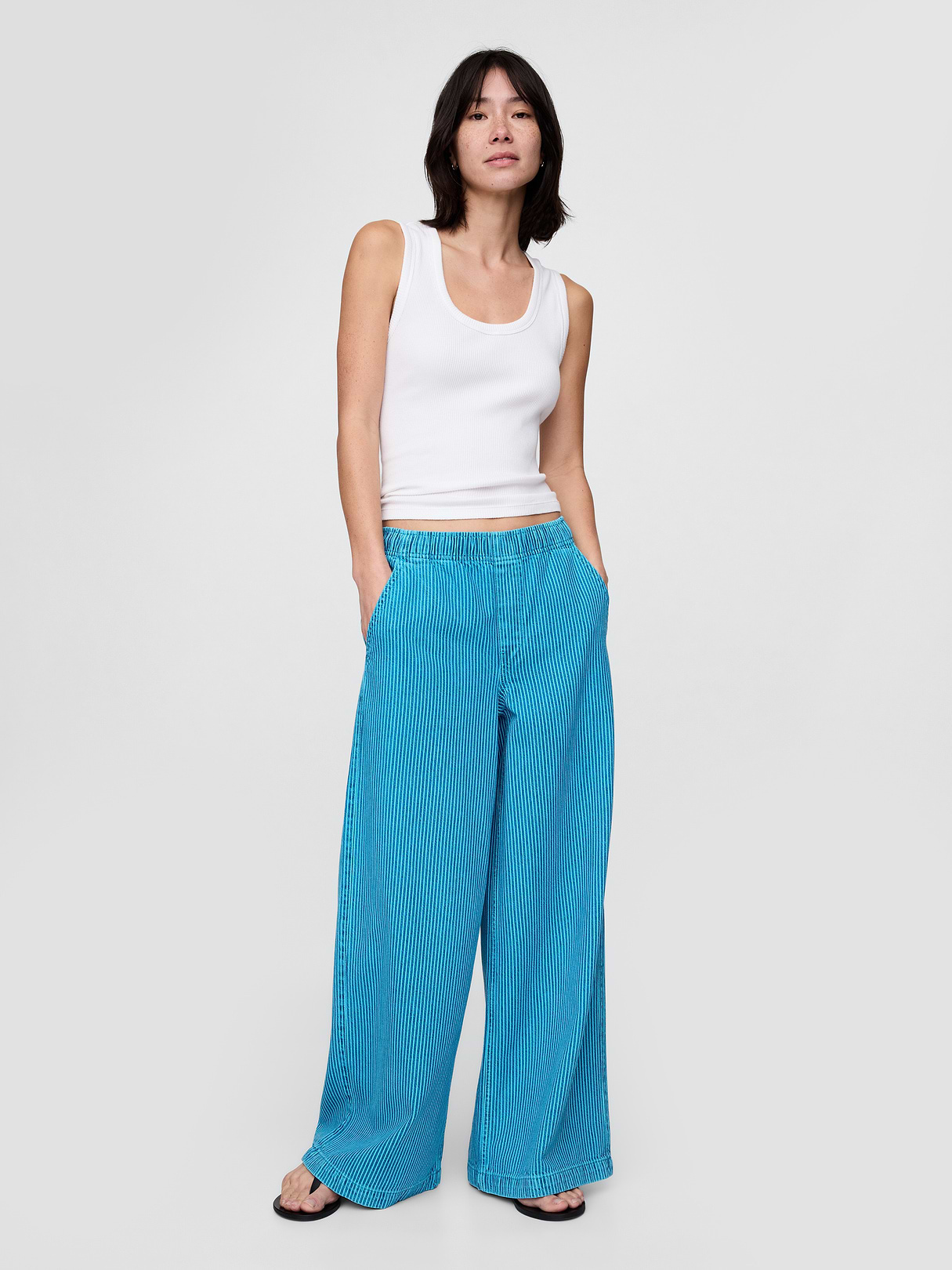 Mid Rise UltraSoft Easy Baggy Jeans - Cyan blue