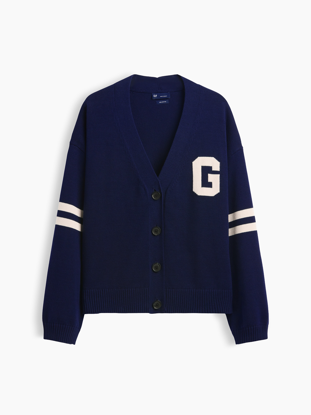 100% Cotton Oversized Cardigan Sweater - Tapestry navy blue