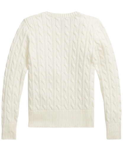 Polo Ralph Lauren Girls' 7-16 Cable-Knit Long Sleeves Sweater - Warm White W/Hint Of Pink