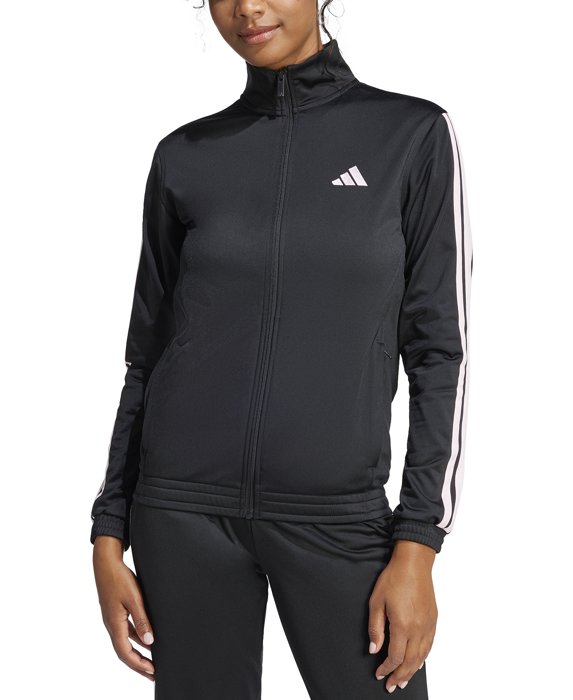 adidas Women's Tricot 3-Stripes Track Jacket - Black/Clear Pink