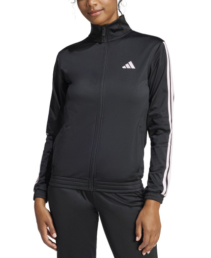 adidas Women's Tricot 3-Stripes Track Jacket - Black/Clear Pink