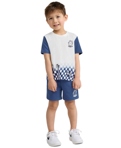 Levi's Boys' 2T-7 Smiley Check T-Shirt and Shorts, 2-Piece Set - Bright White/Blue