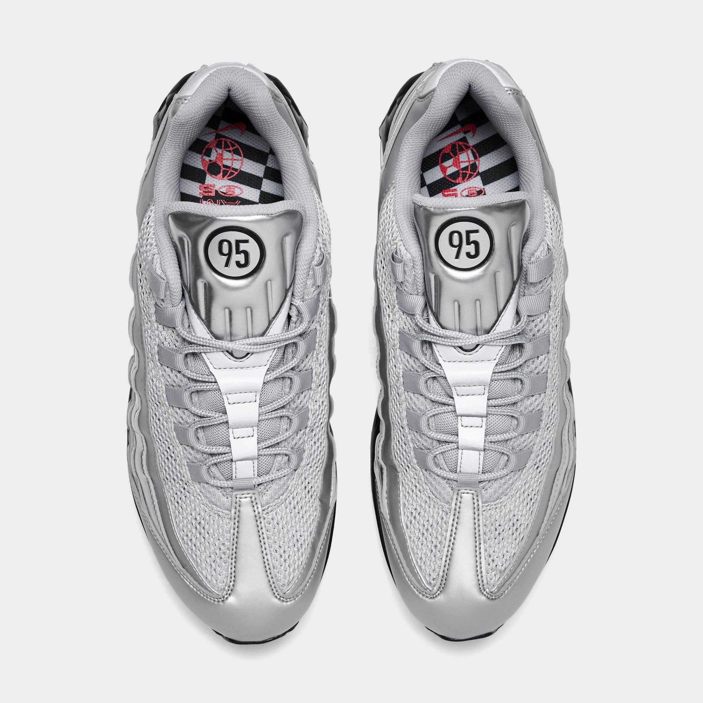 Men's Nithtke Air Max 95 Big Bubble Total 90 Casual Shoes - Metallic Silver/Black/Black - Top view