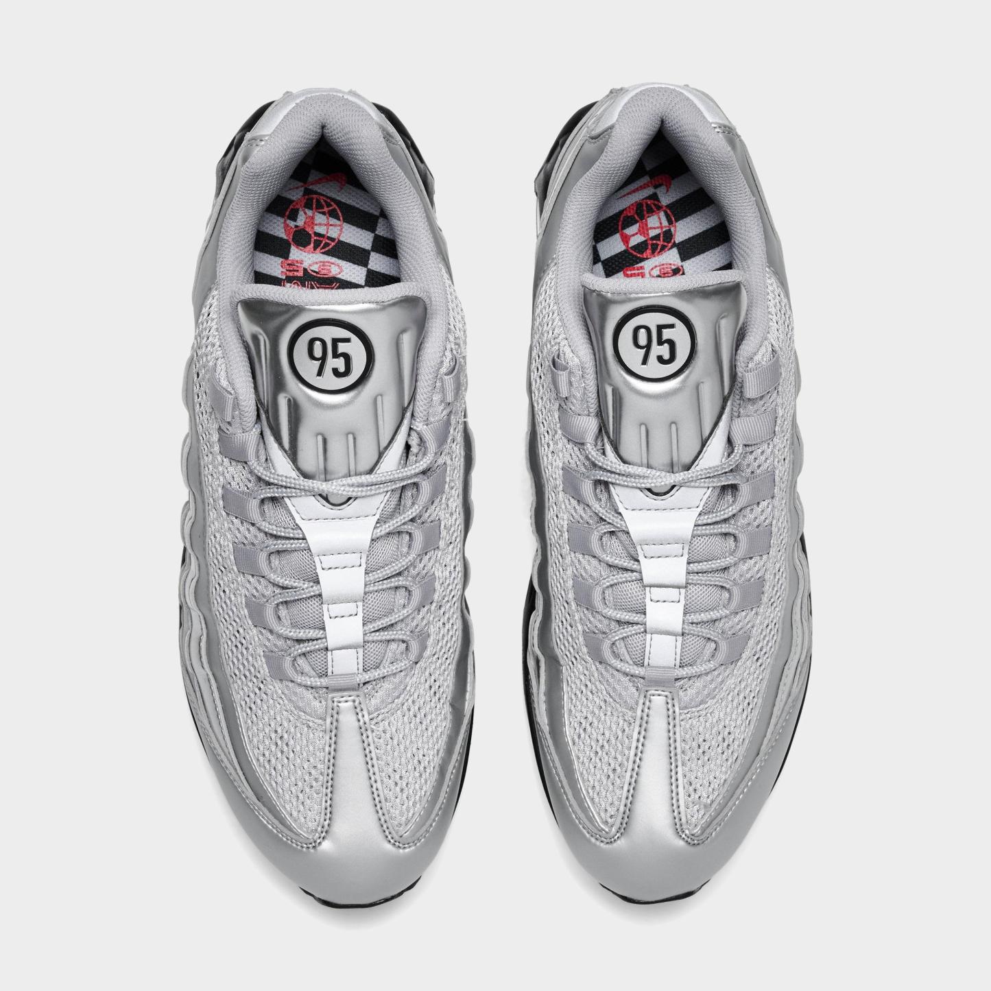 Men's Nithtke Air Max 95 Big Bubble Total 90 Casual Shoes - Metallic Silver/Black/Black - Top view