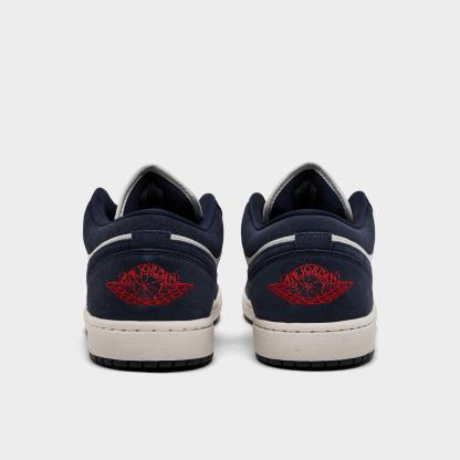 Men's Air Jordan Retro 1 Low SE Casual Shoes - Obsidian/University Gold/Chile Red/Obsidian - Left shoe facing left. Outside of the shoe. - view 4