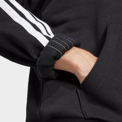 Men's adidas Essentials 3-Stripes Fleece Pullover Hoodie - Black/White - view 4