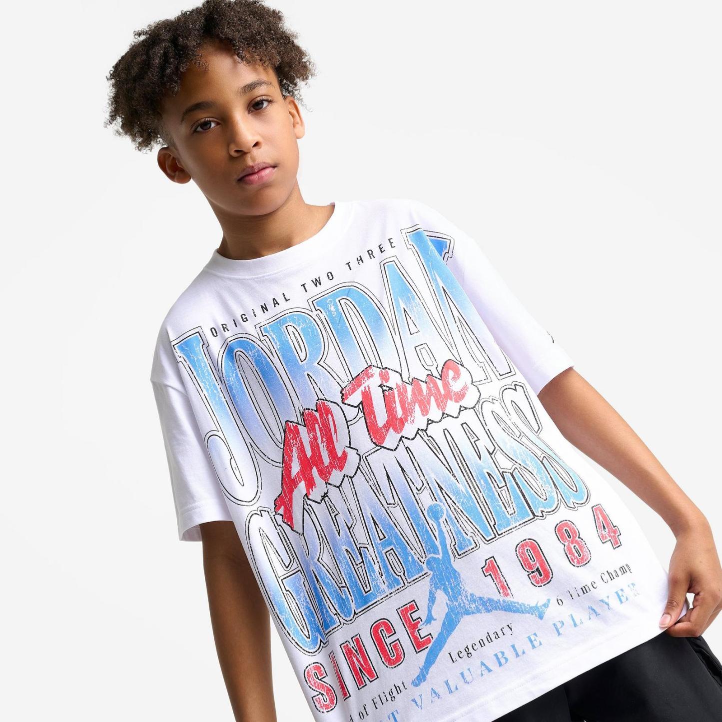 Big Kids' Jordan All Time Greatness Graphic T-Shirt - White - view 5