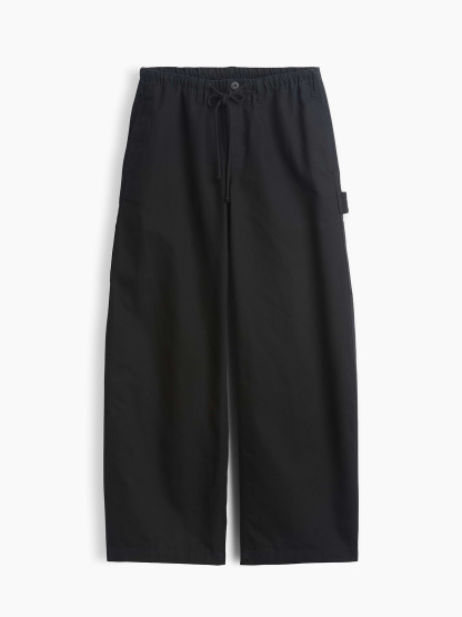 Canvas Easy Baggy Barrel Cargo Pants - Black