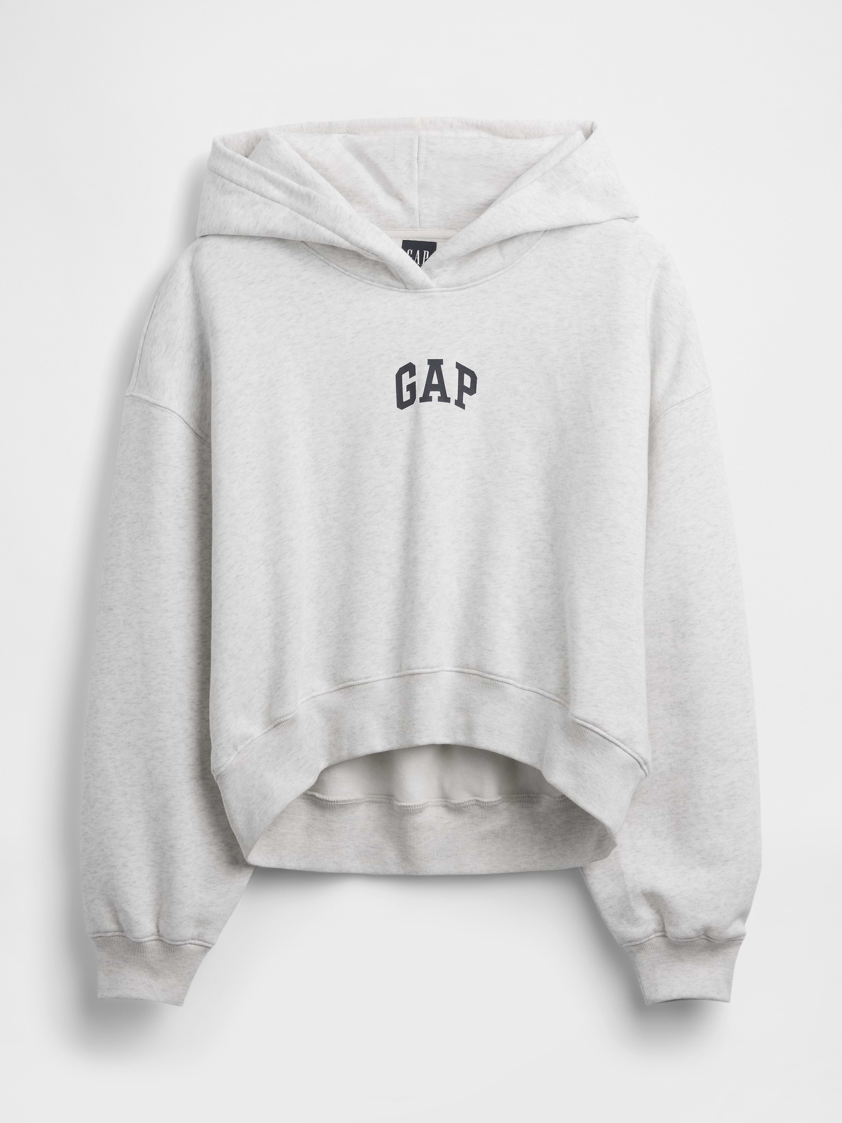 VintageSoft Crop Logo Hoodie - Pale heather grey