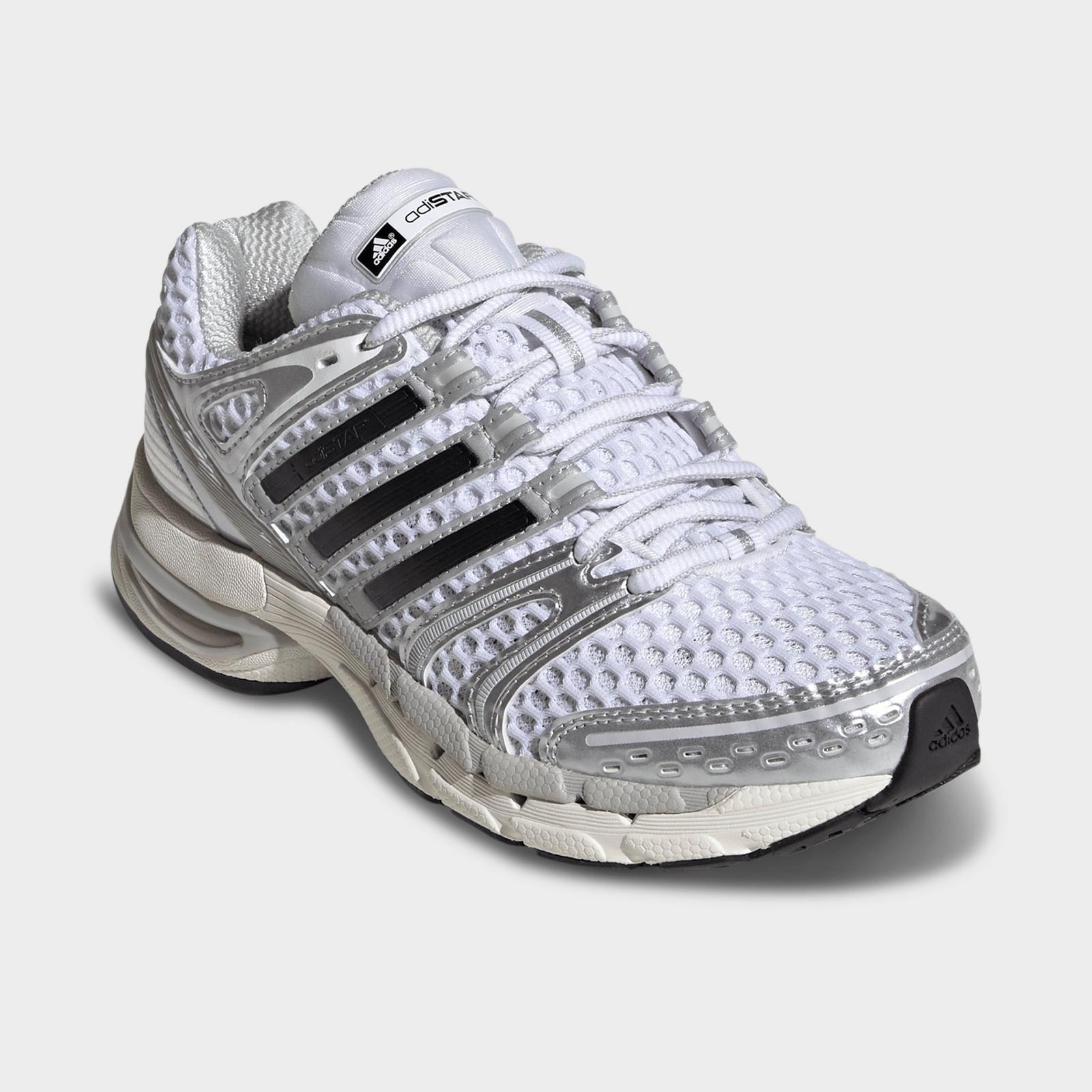 Big Kids' adidas Adistar Control 5 Casual Shoes - Cloud White/Silver Metallic/Grey One - view 2