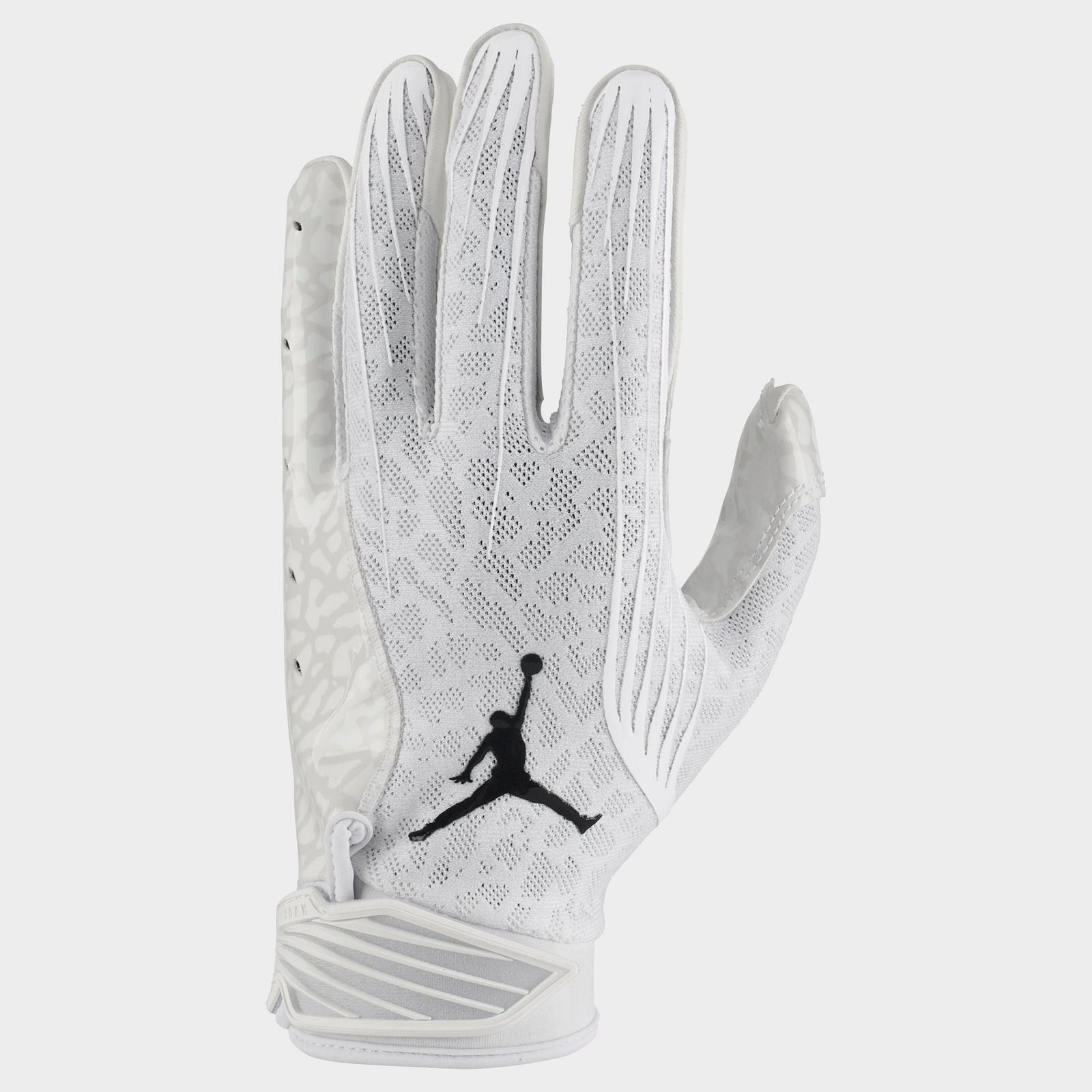 Jordan Fly Lock Football Gloves - White/White/Black - view 3