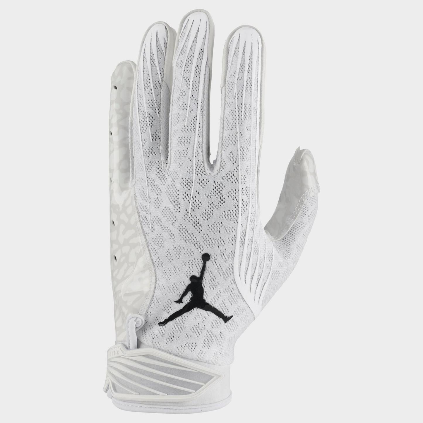 Jordan Fly Lock Football Gloves - White/White/Black - view 3