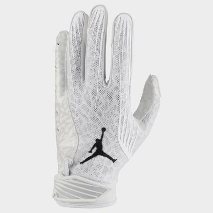 Jordan Fly Lock Football Gloves - White/White/Black - view 3