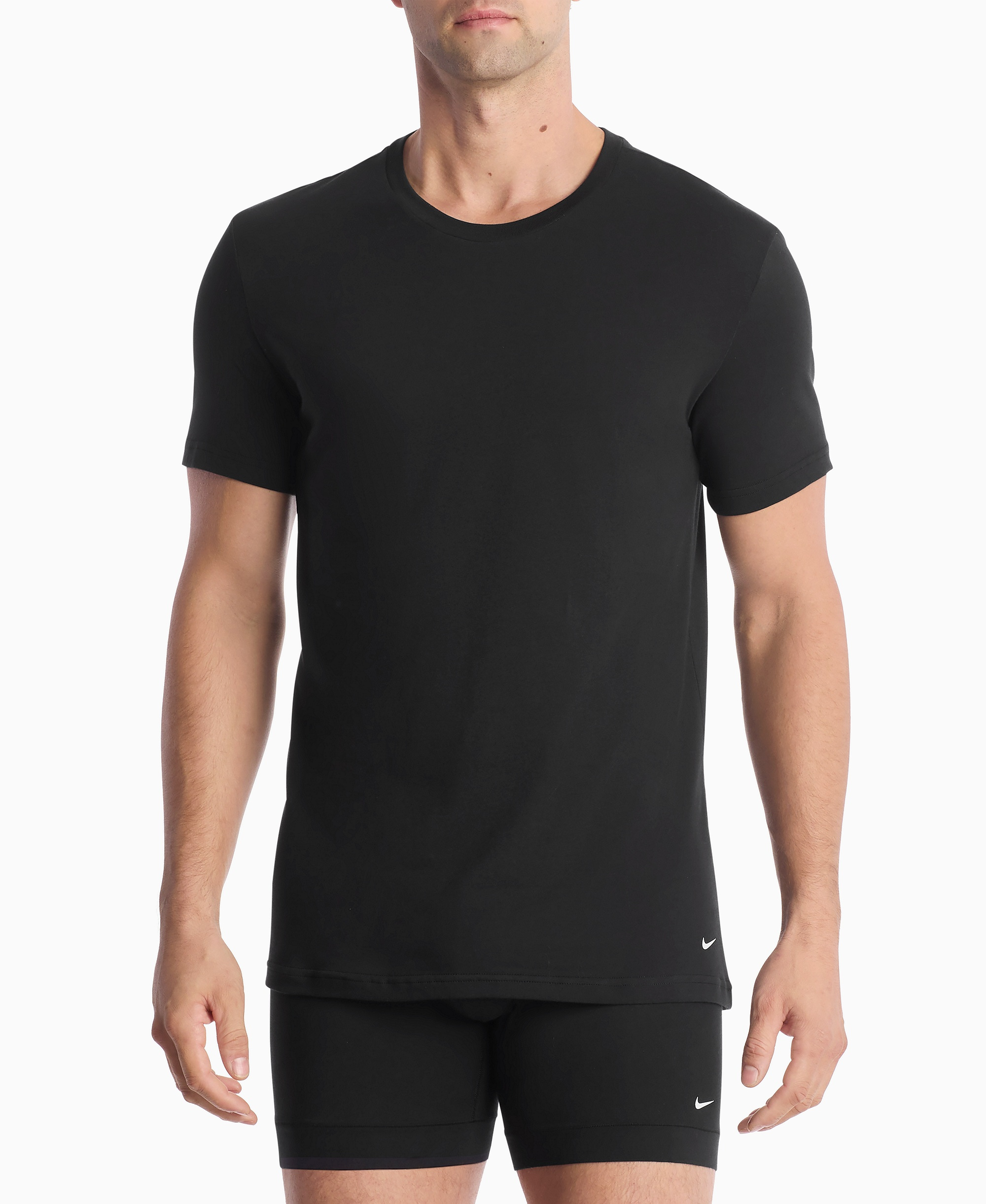 Nike Men's Dri-FIT Essential Cotton Stretch Crewneck Undershirts, 2-Pack - Black