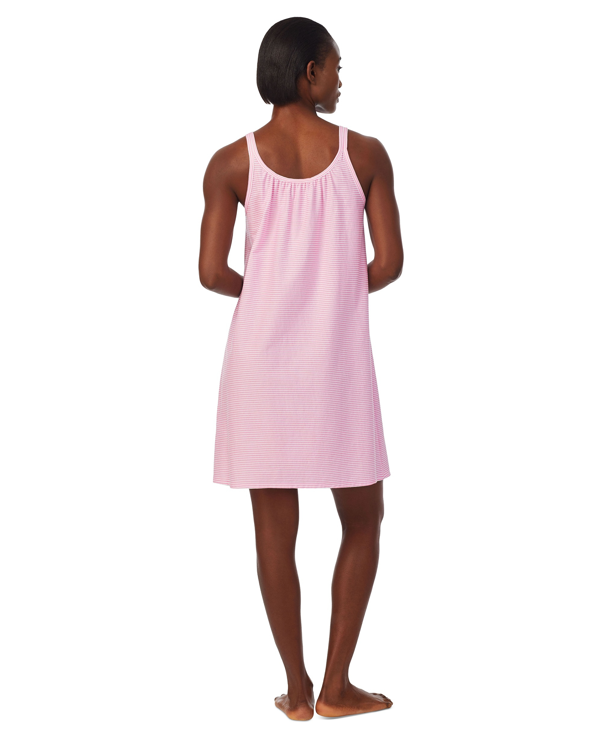 Lauren Ralph Lauren Cotton Knit Double-Strap Nightgown - Pink Stripe