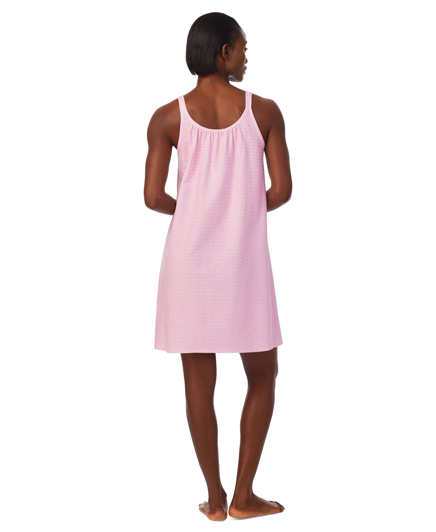 Lauren Ralph Lauren Cotton Knit Double-Strap Nightgown - Pink Stripe