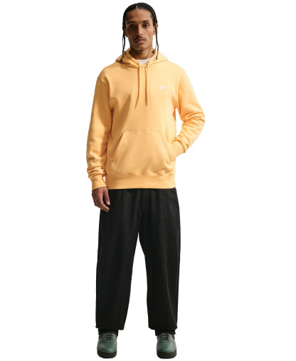Nike Men's Club Pullover Fleece Hoodie Logo - Topaz Gold/topaz Gold/white
