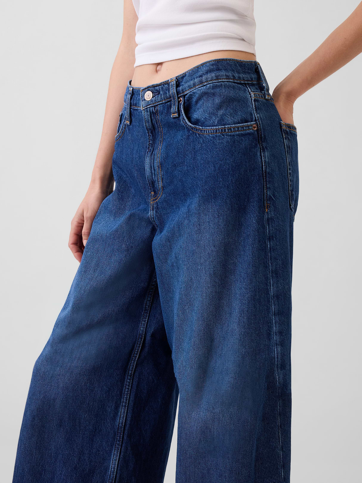 Low Slung Extra Baggy Jeans - Medium indigo