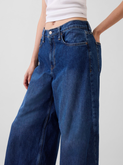 Low Slung Extra Baggy Jeans - Medium indigo