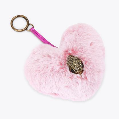 Kurt Geiger London Heart Faux Fur Charm - Pink - view 3
