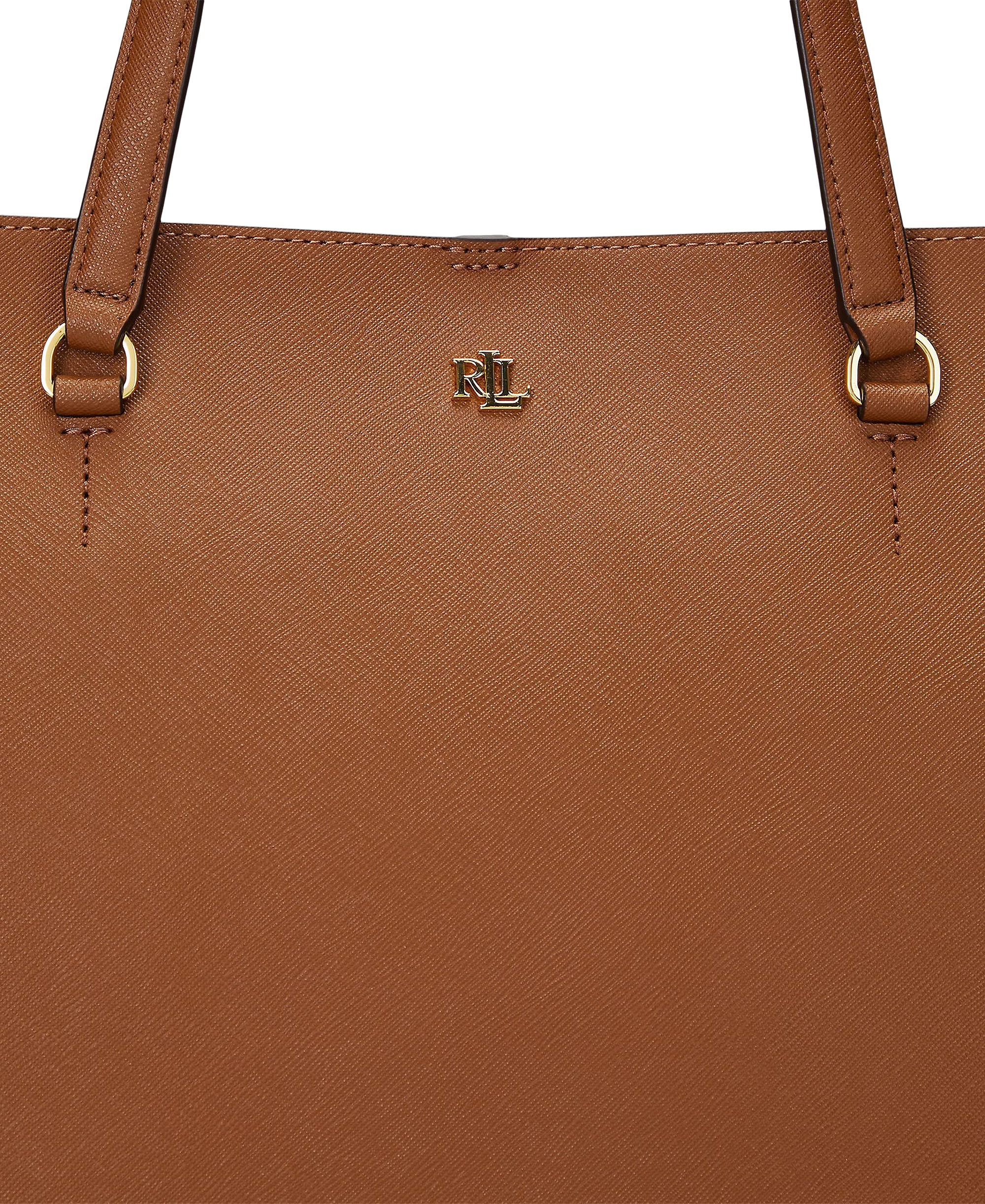 Lauren Ralph Lauren Karly Crosshatch Leather Large Tote - Lauren Tan