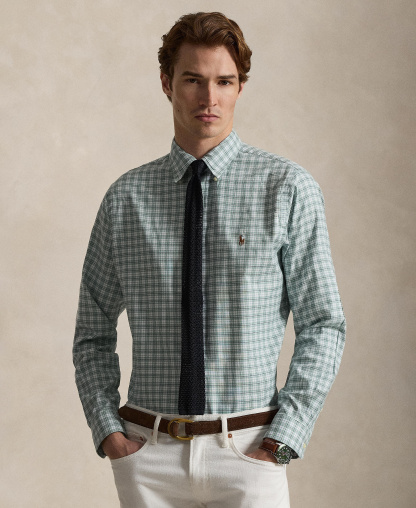 Polo Ralph Lauren Men's Classic-Fit Performance Oxford Shirt - Faded Mint White Multi
