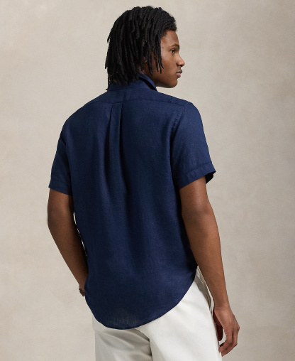 Polo Ralph Lauren Men's Short-Sleeve Linen Button-Up Shirt - Newport Navy