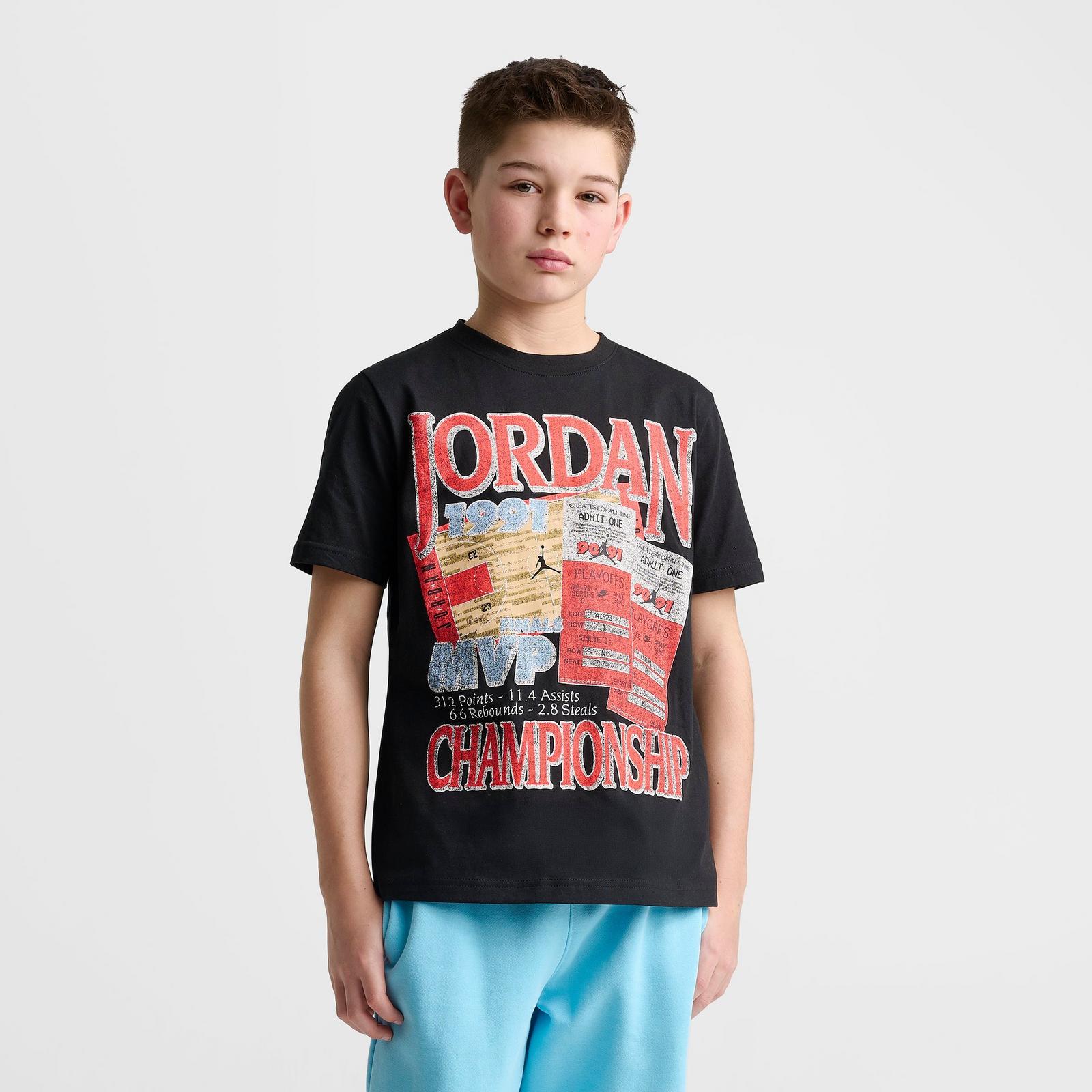 Big Kids' Jordan Infrared Retro Tickets Graphic T-Shirt - Black - view 3