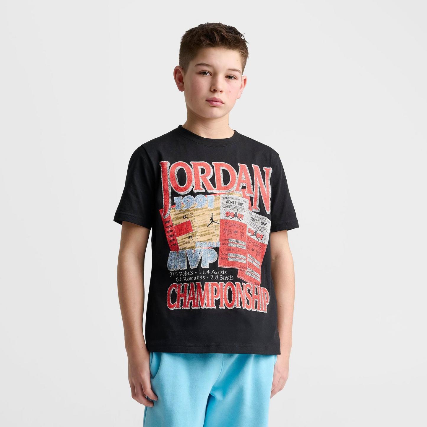 Big Kids' Jordan Infrared Retro Tickets Graphic T-Shirt - Black - view 3