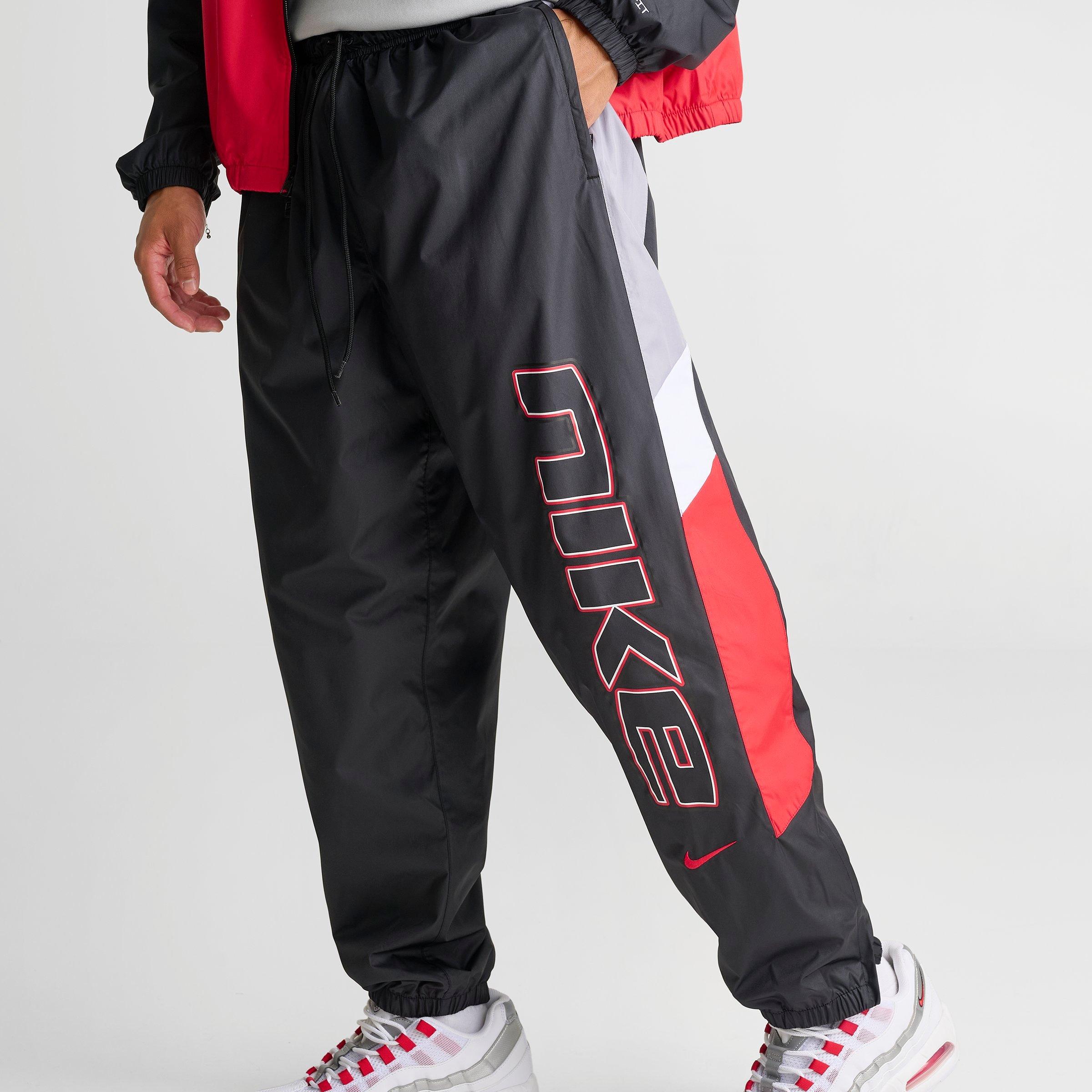 Men's Nithtke Sportswear Windrunner Lined Track Pants - Black/University Red/Cement Grey