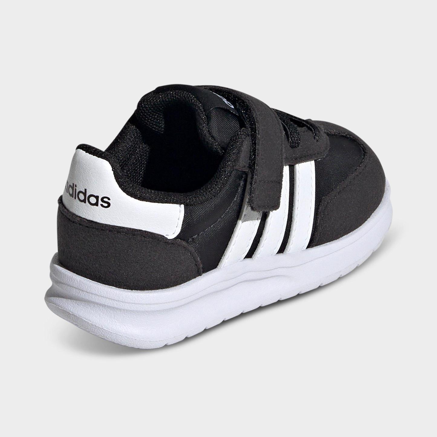 Kids' Toddler adidas Run 70s 2.0 Hook-And-Loop Stretch Lace Casual Shoes - Core Black/Footwear White/Core Black - Both shoes facing left