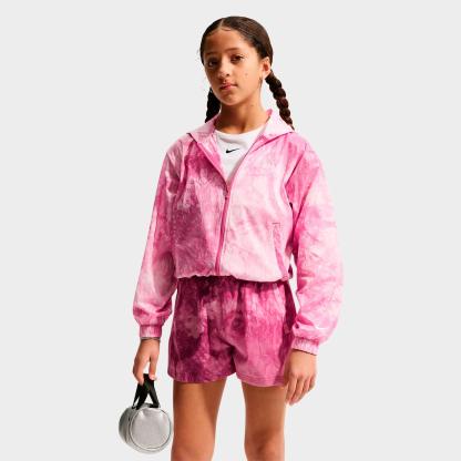 Girls' Big Kids' Nithtke Sportswear Club Woven Full-Zip Track Jacket - Sweet Beet/Soft Pearl