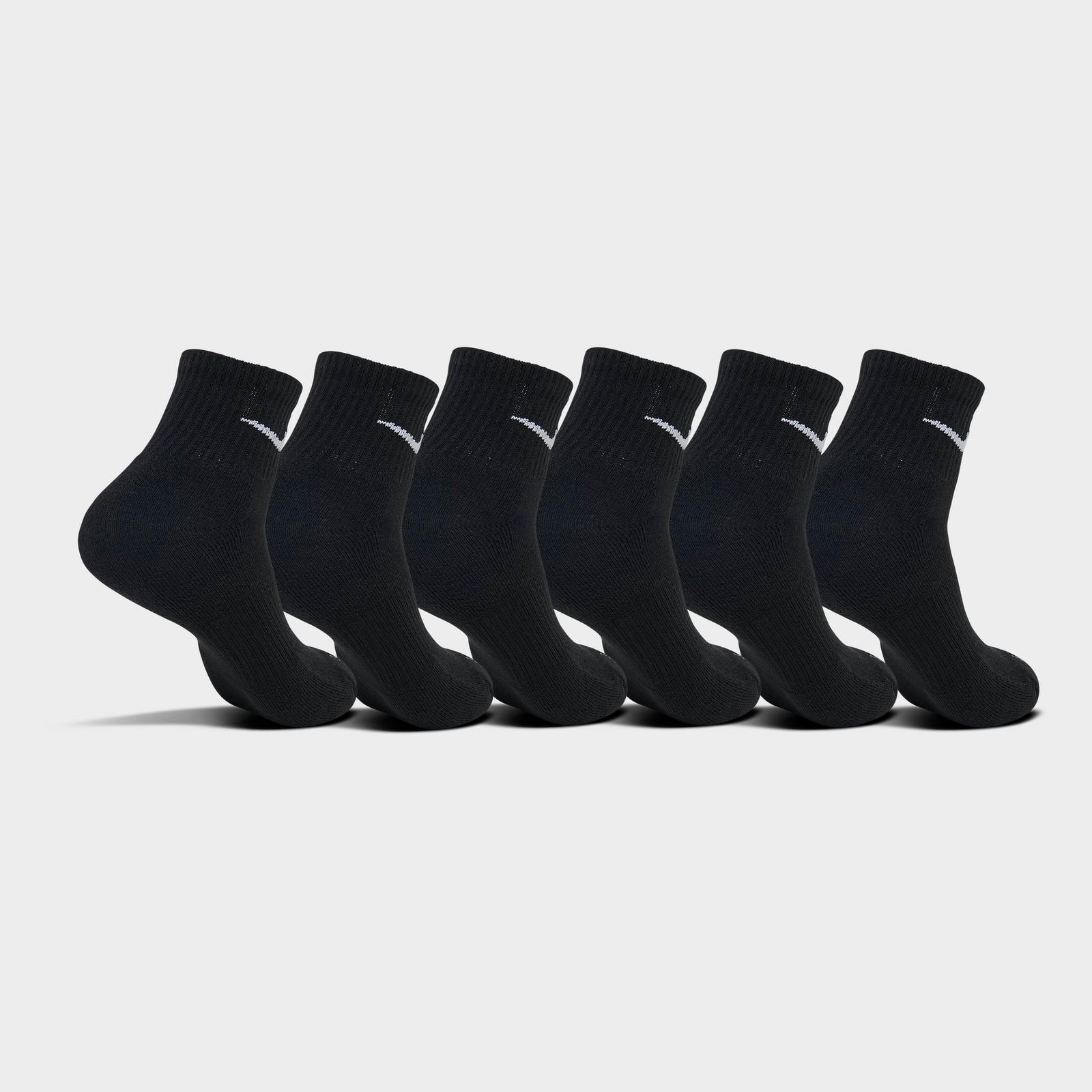 Nike Everyday Plus Cushioned 6-Pack Quarter Training Socks - Black/White