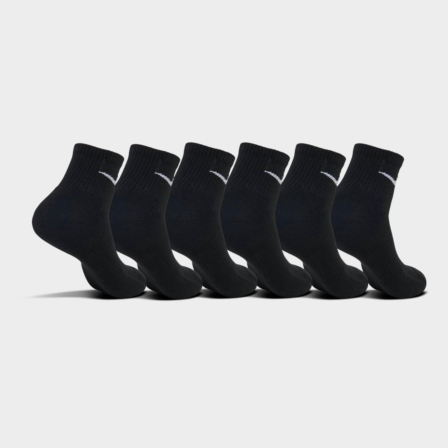 Nike Everyday Plus Cushioned 6-Pack Quarter Training Socks - Black/White