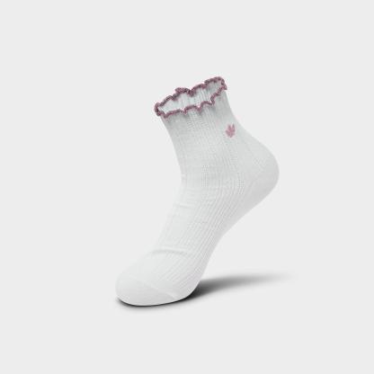 Women's adidas Originals Ruffle Quarter Socks (3-Pack) - White/Magic Mauve/Khaki Three