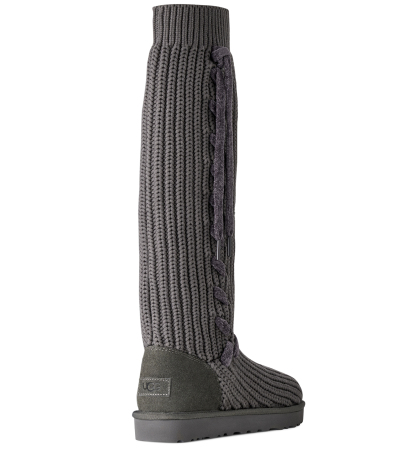 UGG® Women's Classic Tall Whipstitch Knit Slouch Knee High Boots - Charcoal